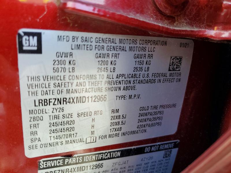 2021 Buick Envision მანქანა იყიდება აუქციონზე, vin: LRBFZNR4XMD112966, აუქციონის ნომერი: 55320936
