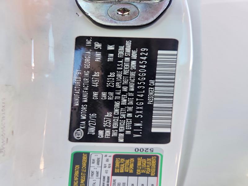 54794246 :رقم المزاد ، 5XXGT4L35GG045429 vin ، 2016 Kia Optima مزاد بيع