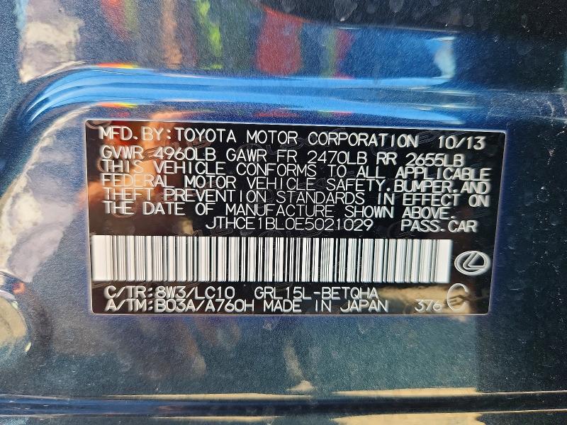 Aukcja sprzedaży 2014 Lexus Gs, vin: JTHCE1BL0E5021029, numer aukcji: 55016596