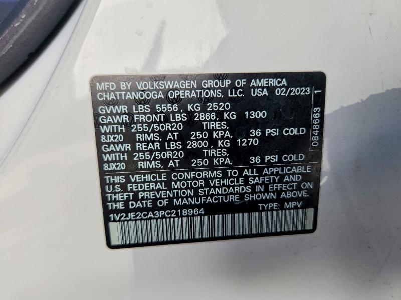 54145746 :رقم المزاد ، 1V2JE2CA3PC218964 vin ، 2023 Volkswagen Atlas Cross Sport مزاد بيع