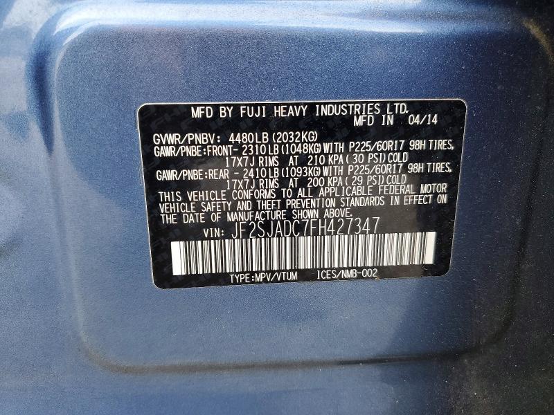 52214876 :رقم المزاد ، JF2SJADC7FH427347 vin ، 2015 Subaru Forester مزاد بيع