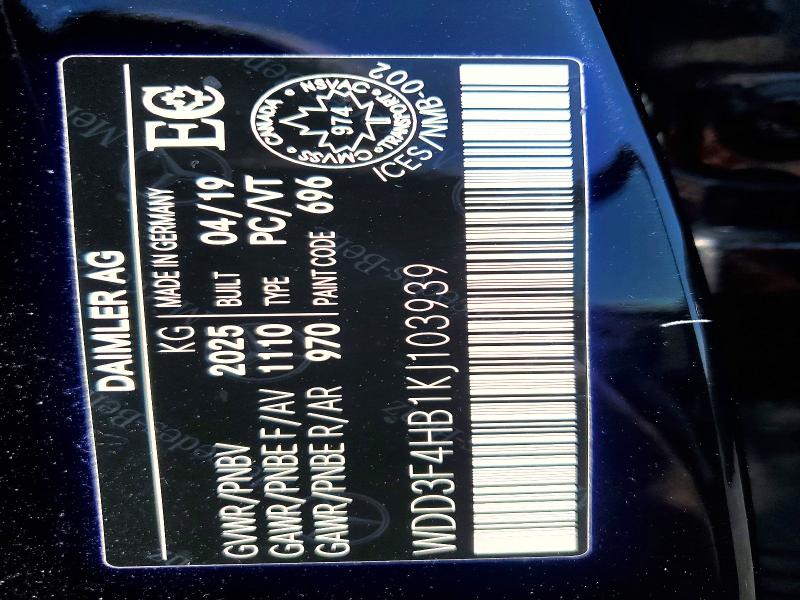 Aukcja sprzedaży 2019 Mercedes-benz A, vin: WDD3F4HB1KJ103939, numer aukcji: 54780216