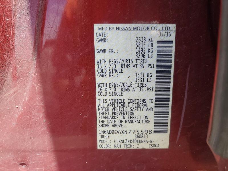 Продаж на аукціоні авто 2016 Nissan Frontier, vin: 1N6AD0EV2GN775598, номер лоту: 52771266