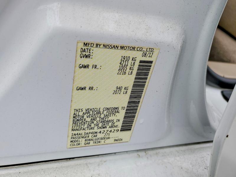Продажа на аукционе авто 2013 Nissan Altima, vin: 1N4AL3AP4DN427429, номер лота: 54603516