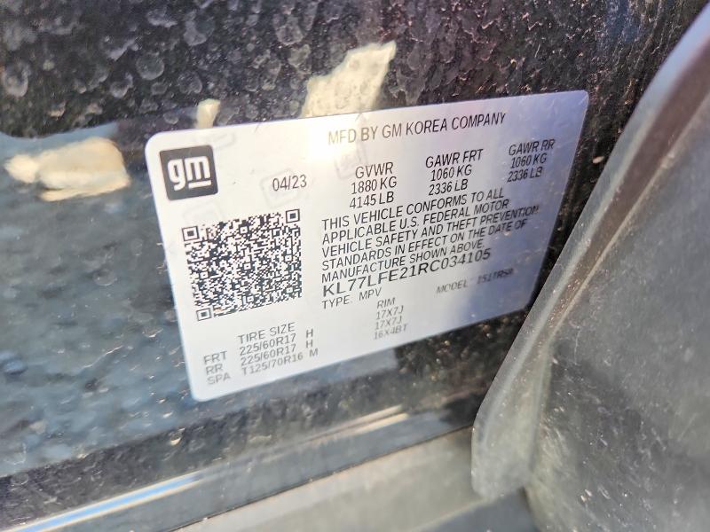 55232526 :رقم المزاد ، KL77LFE21RC034105 vin ، 2024 Chevrolet Trax مزاد بيع