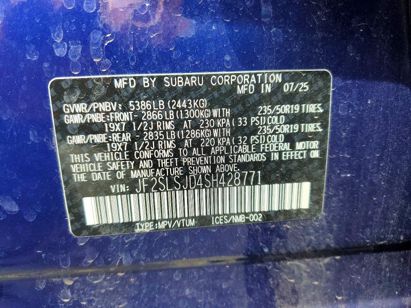 Продажа на аукционе авто 2025 Subaru Forester, vin: JF2SLSJD4SH428771, номер лота: 51901746