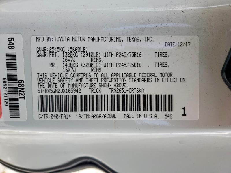 Продаж на аукціоні авто 2018 Toyota Tacoma, vin: 5TFRX5GN2JX105942, номер лоту: 53844646