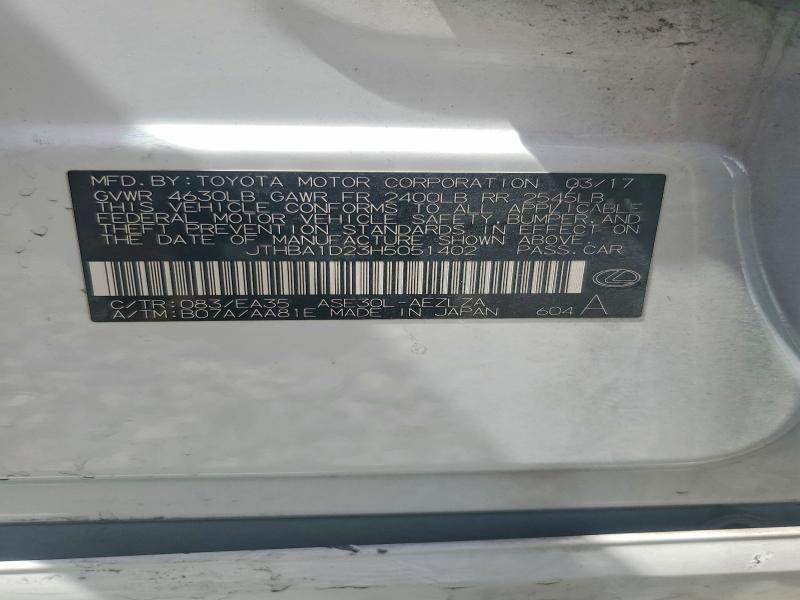 2017 Lexus Is მანქანა იყიდება აუქციონზე, vin: JTHBA1D23H5051402, აუქციონის ნომერი: 52519966