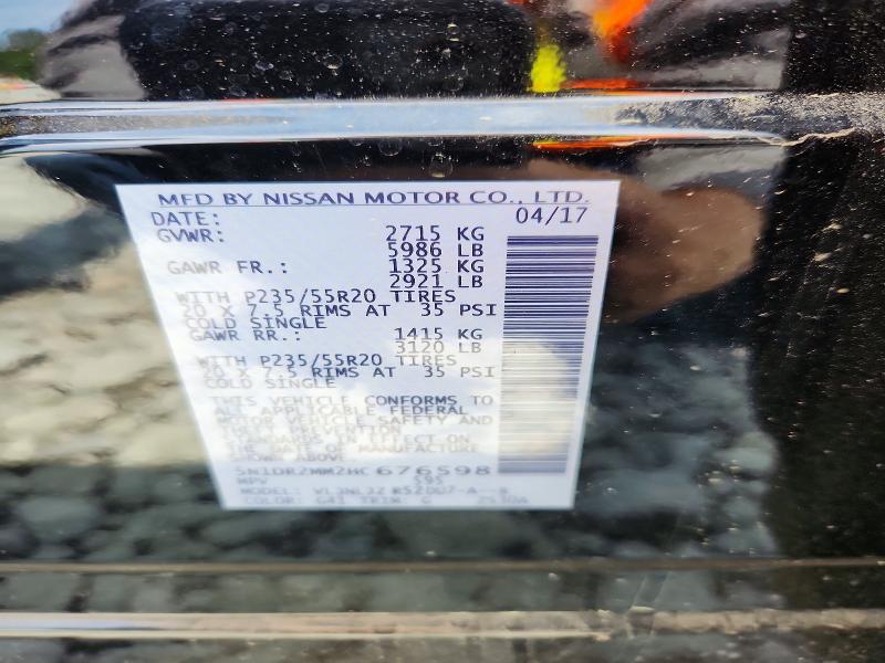 2017 Nissan Pathfinder მანქანა იყიდება აუქციონზე, vin: 5N1DR2MM2HC676598, აუქციონის ნომერი: 52178166