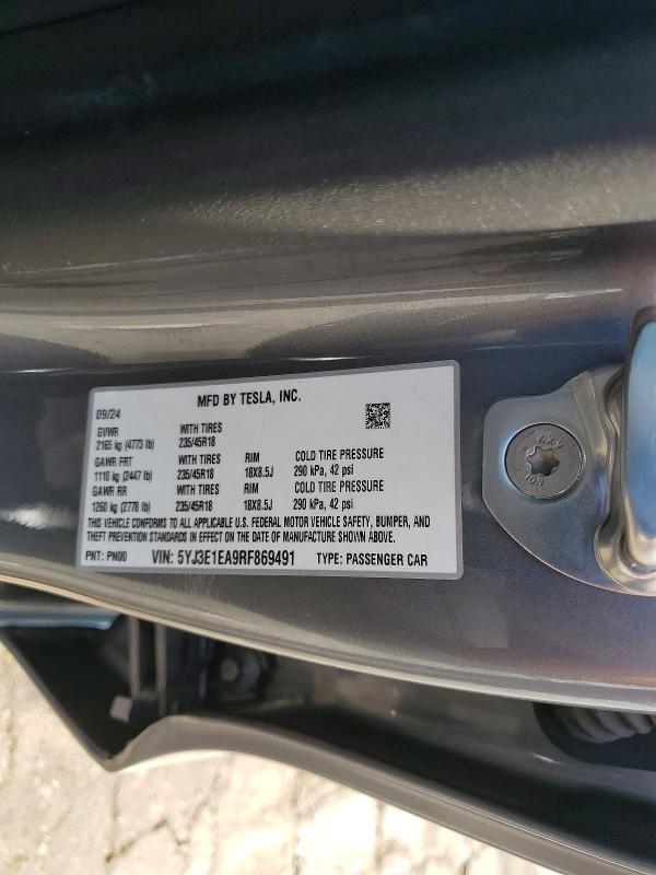 Продажа на аукционе авто 2024 Tesla Model 3, vin: 5YJ3E1EA9RF869491, номер лота: 54168446
