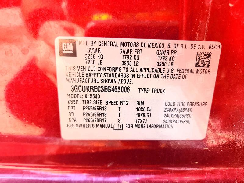 52586756 :رقم المزاد ، 3GCUKREC3EG465006 vin ، 2014 Chevrolet Silverado مزاد بيع