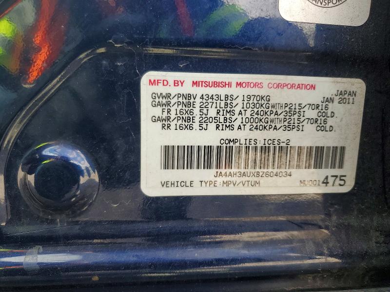 Aukcja sprzedaży 2011 Mitsubishi Rvr, vin: JA4AH3AUXBZ604034, numer aukcji: 53068116