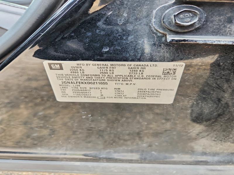 Aukcja sprzedaży 2013 Chevrolet Equinox, vin: 2GNALFEKXD6211655, numer aukcji: 53918756