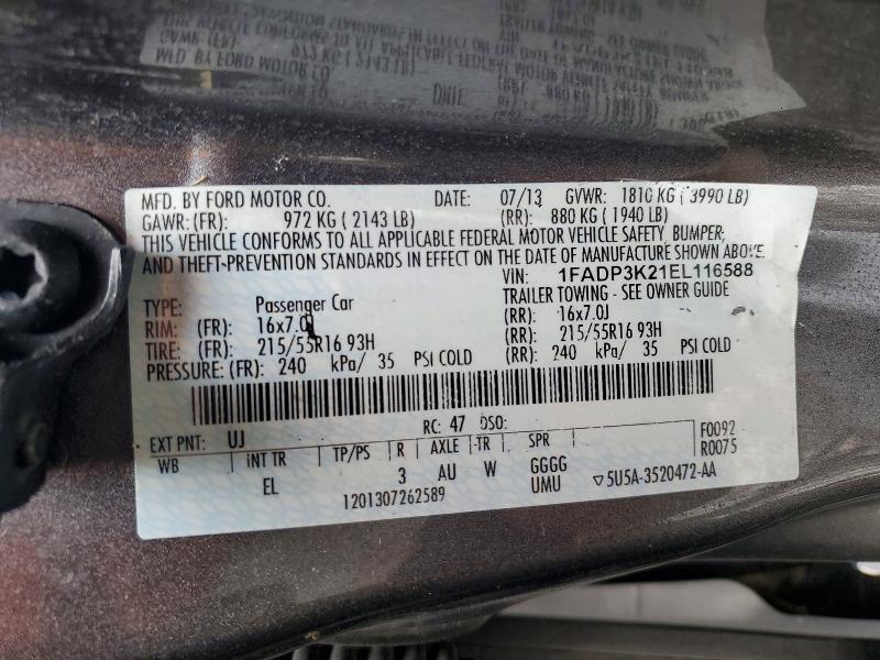 Продаж на аукціоні авто 2014 Ford Focus, vin: 1FADP3K21EL116588, номер лоту: 54403266