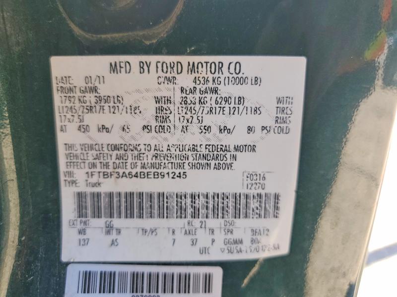 2011 Ford F350 მანქანა იყიდება აუქციონზე, vin: 1FTBF3A64BEB91245, აუქციონის ნომერი: 52118736