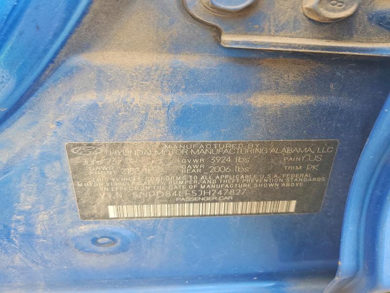 54763286 :رقم المزاد ، 5NPD84LF5JH247827 vin ، 2018 Hyundai Elantra مزاد بيع