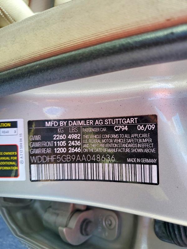 Aukcja sprzedaży 2010 Mercedes-benz E, vin: WDDHF5GB9AA048636, numer aukcji: 54205316