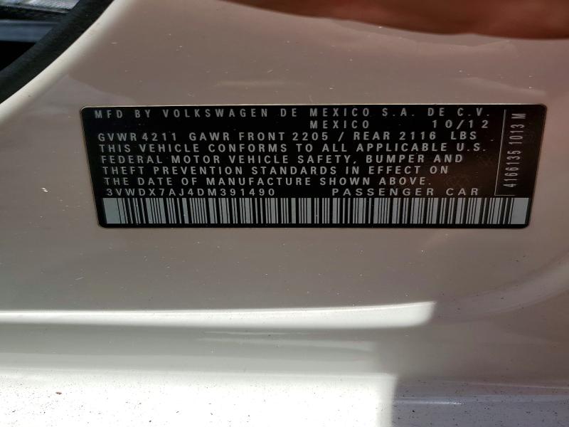 54295486 :رقم المزاد ، 3VWDX7AJ4DM391490 vin ، 2013 Volkswagen Jetta مزاد بيع