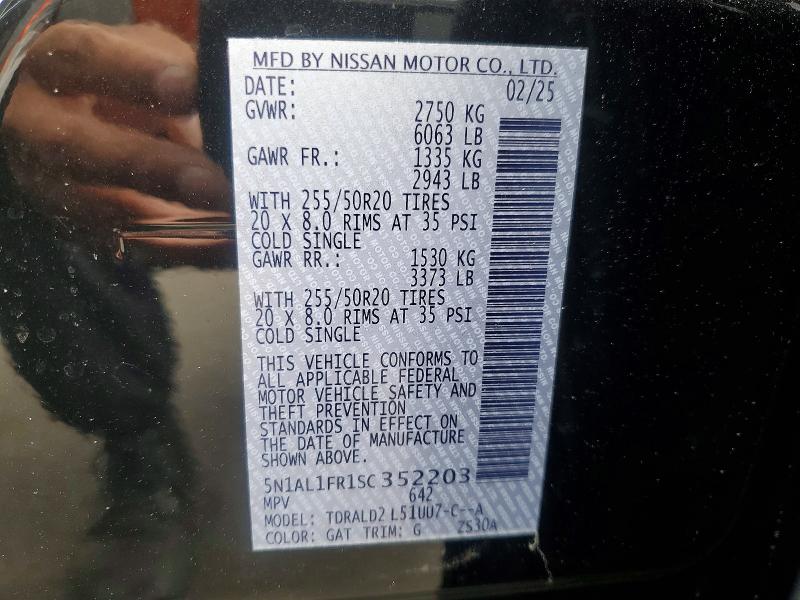 Aukcja sprzedaży 2025 Infiniti Qx60, vin: 5N1AL1FR1SC352203, numer aukcji: 52251046