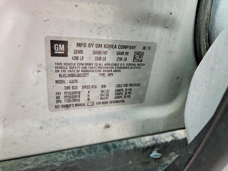 53654396 :رقم المزاد ، KL4CJASB4LB023377 vin ، 2020 Buick Encore مزاد بيع