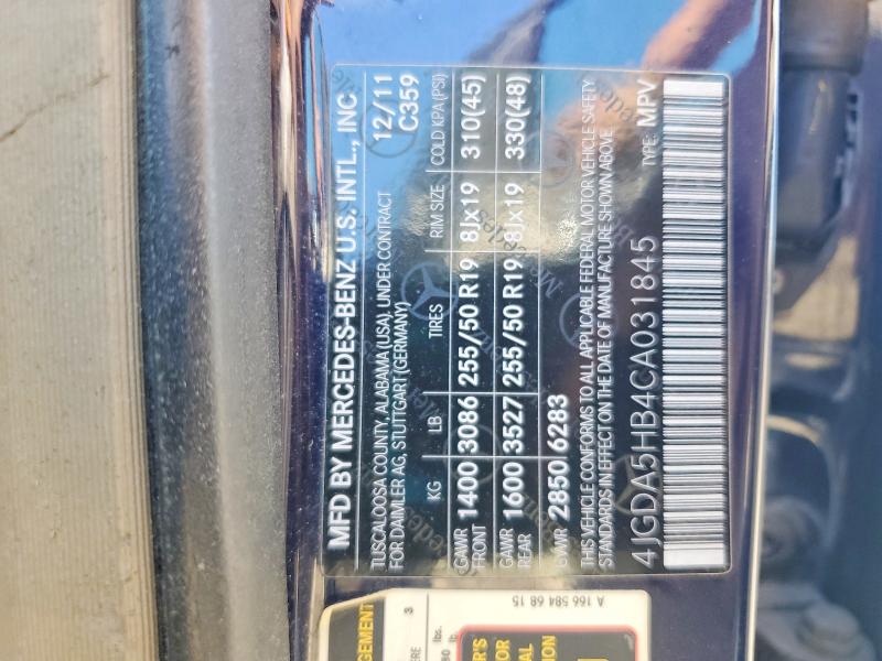 Продажа на аукционе авто 2012 Mercedes-benz Ml, vin: 4JGDA5HB4CA031845, номер лота: 52331126