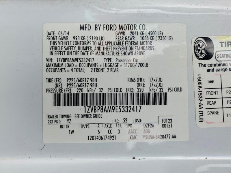 Auction sale of the 2014 Ford Mustang, vin: 1ZVBP8AM9E5332417, lot number: 51944266