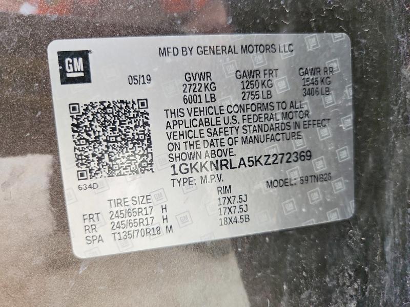 2019 Gmc Acadia მანქანა იყიდება აუქციონზე, vin: 1GKKNRLA5KZ272369, აუქციონის ნომერი: 52579036