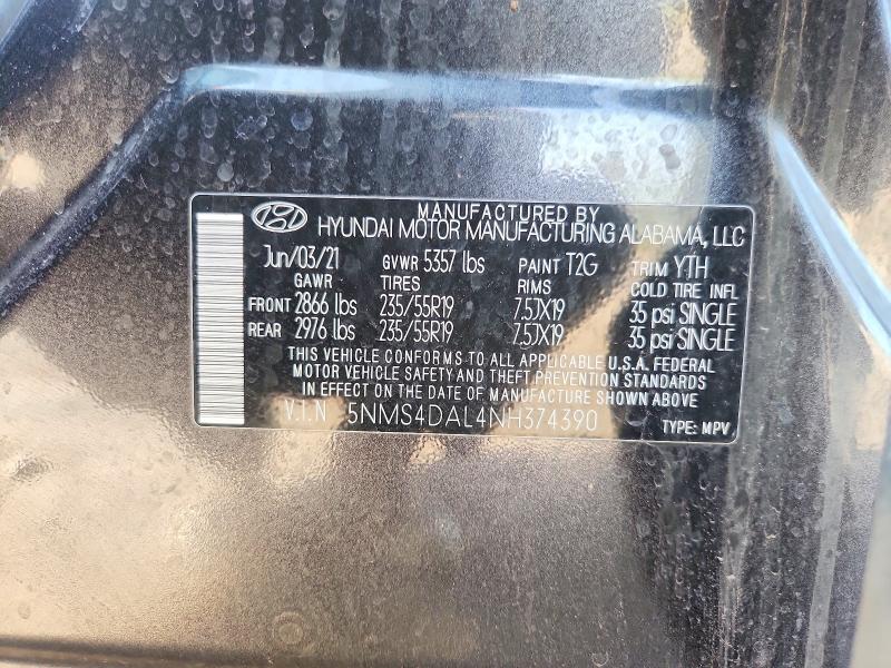 Продажа на аукционе авто 2022 Hyundai Santa Fe, vin: 5NMS4DAL4NH374390, номер лота: 53784516