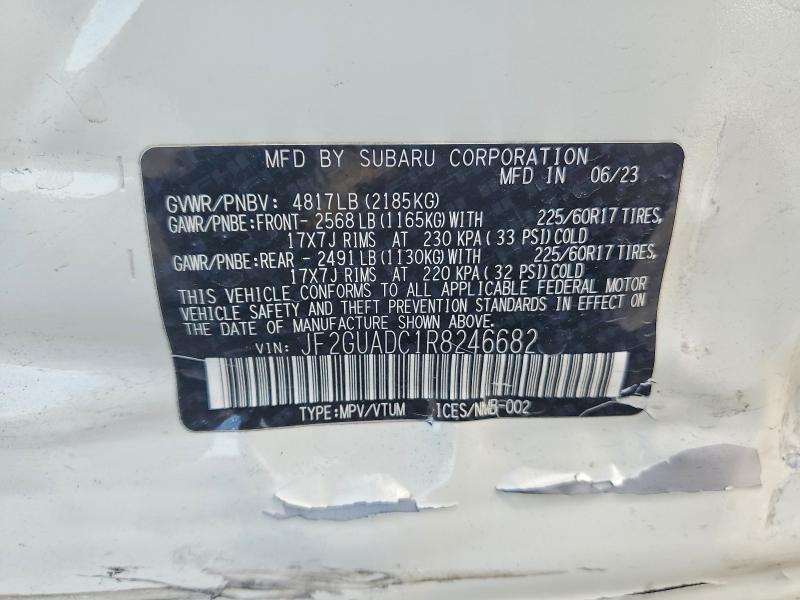 Aukcja sprzedaży 2024 Subaru Crosstrek, vin: JF2GUADC1R8246682, numer aukcji: 54198496