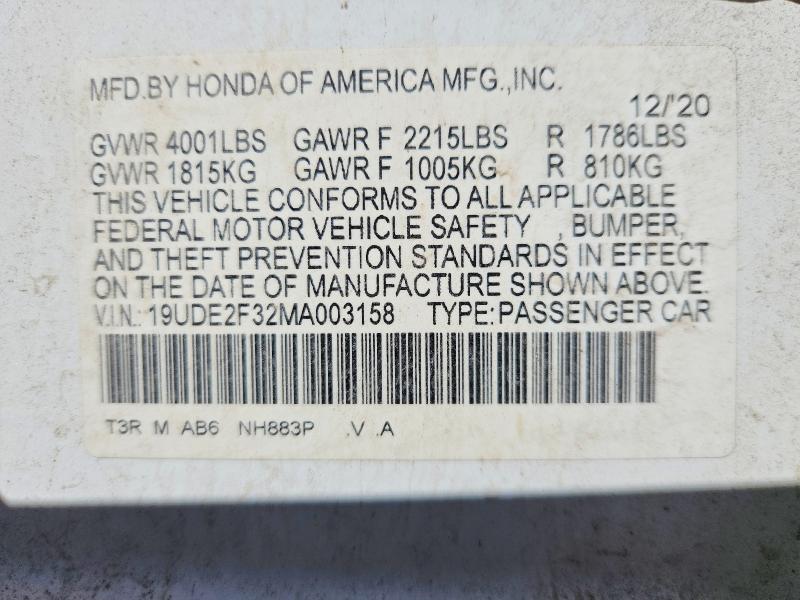 Aukcja sprzedaży 2021 Acura Ilx, vin: 19UDE2F32MA003158, numer aukcji: 52877296