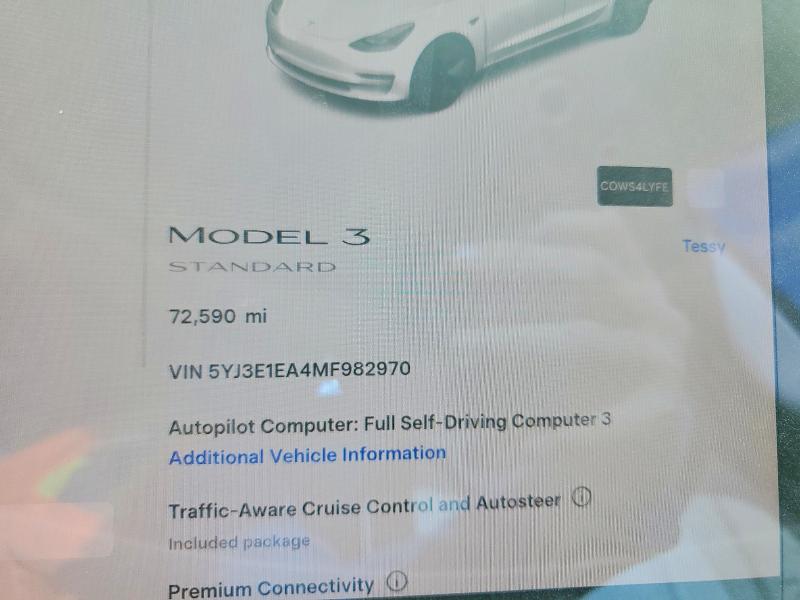 Aukcja sprzedaży 2021 Tesla Model 3, vin: 5YJ3E1EA4MF982970, numer aukcji: 54795286