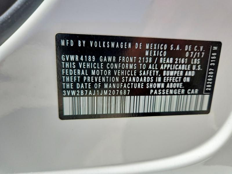 Продажа на аукционе авто 2018 Volkswagen Jetta, vin: 3VW2B7AJ1JM207687, номер лота: 55350386