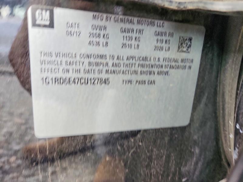 2012 Chevrolet Volt მანქანა იყიდება აუქციონზე, vin: 1G1RD6E47CU127845, აუქციონის ნომერი: 55176156