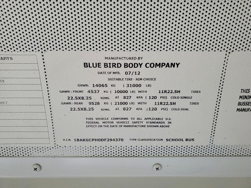 Продажа на аукционе авто 2013 Bluebird Unknown, vin: 1BAKGCPH0DF294370, номер лота: 76003245
