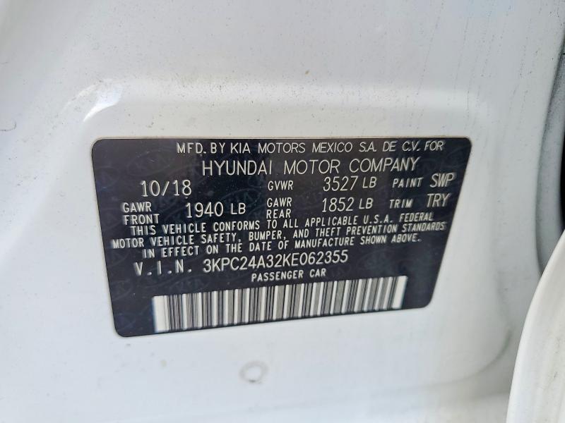 53586626 :رقم المزاد ، 3KPC24A32KE062355 vin ، 2019 Hyundai Accent مزاد بيع