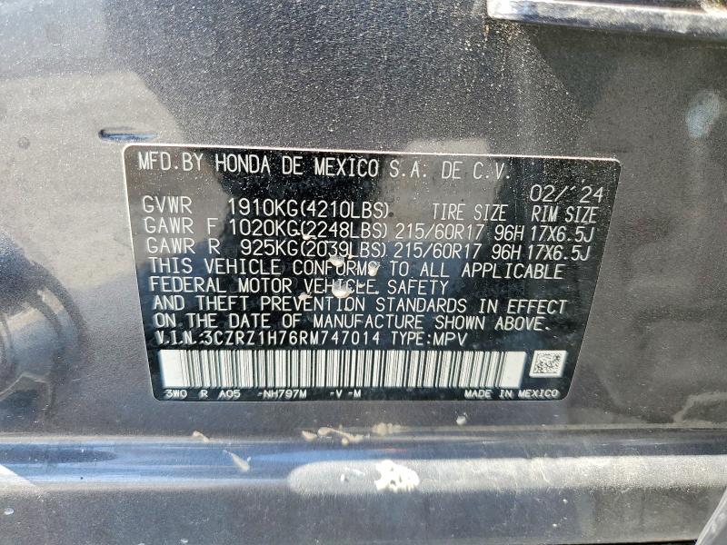 Продажа на аукционе авто 2024 Honda Hr-v, vin: 3CZRZ1H76RM747014, номер лота: 54715796