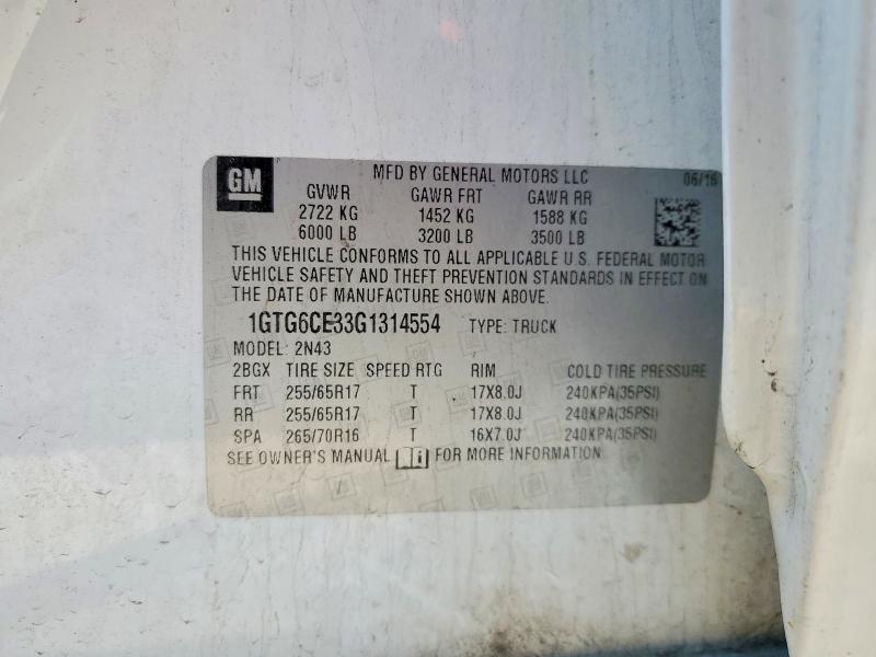 Aukcja sprzedaży 2016 Gmc Canyon, vin: 1GTG6CE33G1314554, numer aukcji: 52187806