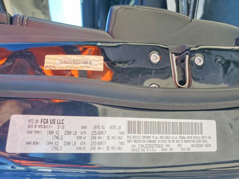 52962106 :رقم المزاد ، 1C4NJDEB5GD756818 vin ، 2016 Jeep Compass مزاد بيع