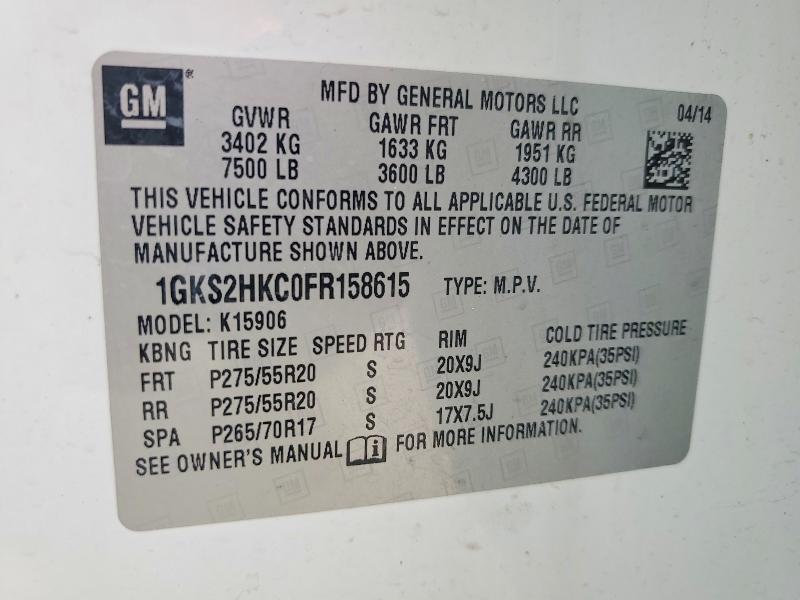 Продаж на аукціоні авто 2015 Gmc Yukon Xl, vin: 1GKS2HKC0FR158615, номер лоту: 54201196