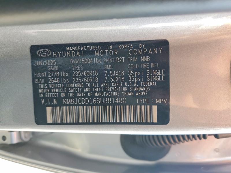 Aukcja sprzedaży 2025 Hyundai Tucson, vin: KM8JCDD16SU381480, numer aukcji: 52163996