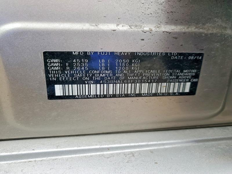 2015 Subaru Legacy მანქანა იყიდება აუქციონზე, vin: 4S3BNAL68F3015417, აუქციონის ნომერი: 53275246