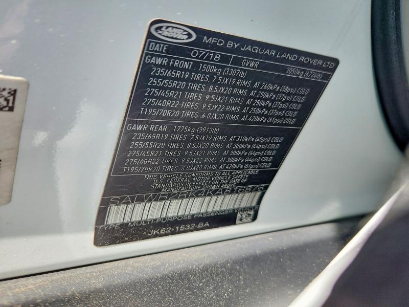 Aukcja sprzedaży 2019 Land Rover Range Rover Sport, vin: SALWR2RK4KA816876, numer aukcji: 54472746