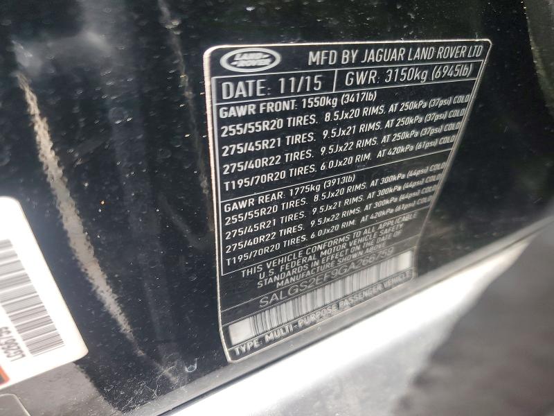 Aukcja sprzedaży 2016 Land Rover Range Rover, vin: SALGS2EF9GA266759, numer aukcji: 54471586