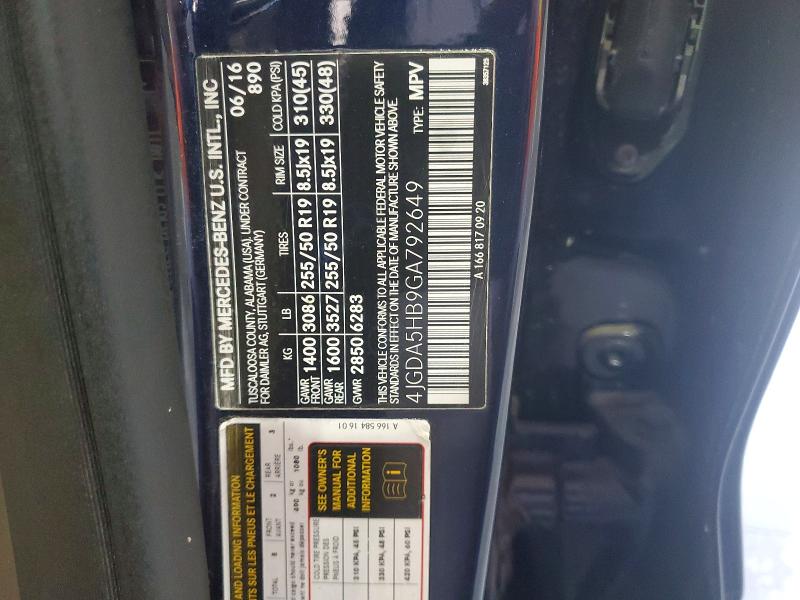 Aukcja sprzedaży 2016 Mercedes-benz Gle, vin: 4JGDA5HB9GA792649, numer aukcji: 55042586