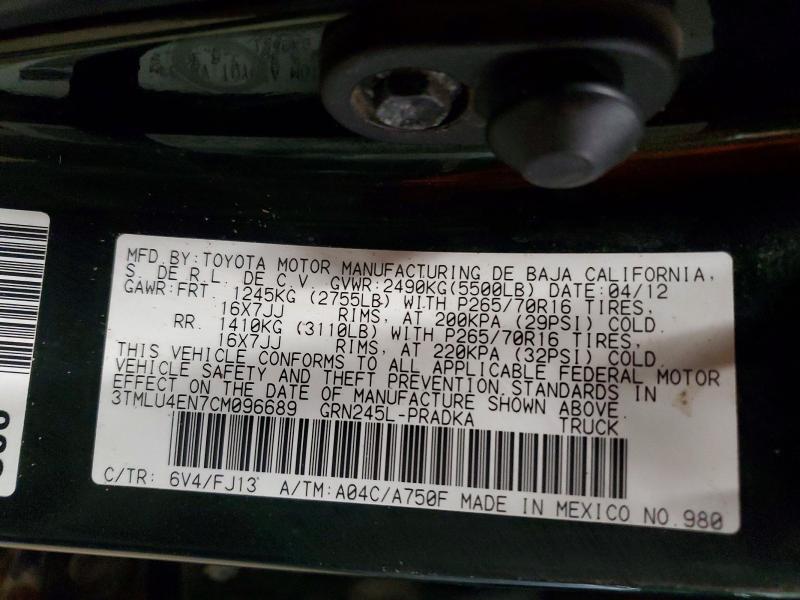 Продажа на аукционе авто 2012 Toyota Tacoma, vin: 3TMLU4EN7CM096689, номер лота: 53157036