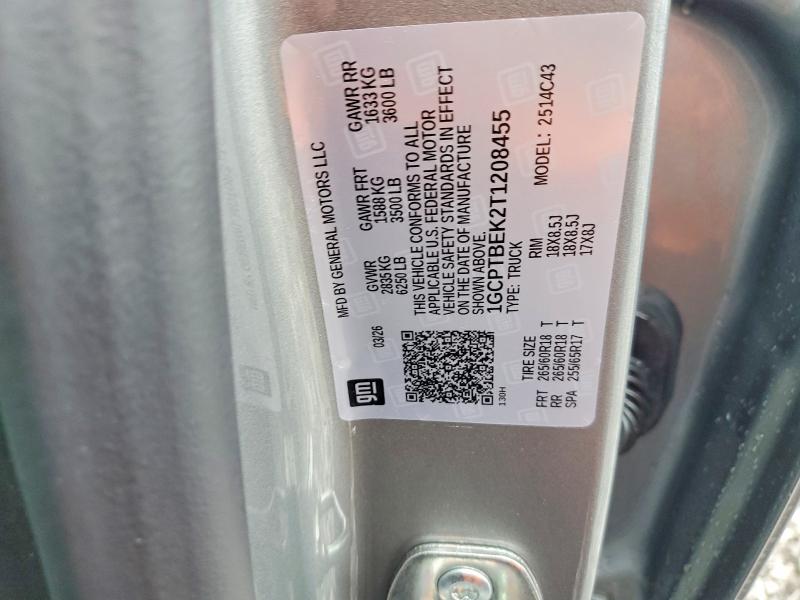 Aukcja sprzedaży 2026 Chevrolet Colorado, vin: 1GCPTBEK2T1208455, numer aukcji: 52482726