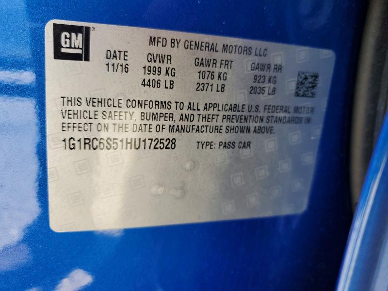 53535336 :رقم المزاد ، 1G1RC6S51HU172528 vin ، 2017 Chevrolet Volt مزاد بيع