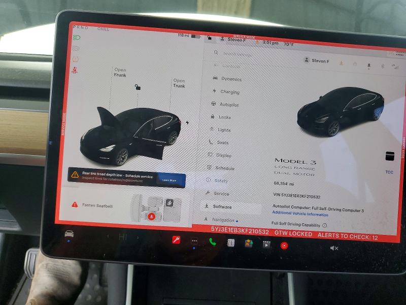 Продаж на аукціоні авто 2019 Tesla Model 3, vin: 5YJ3E1EB3KF210532, номер лоту: 51942026
