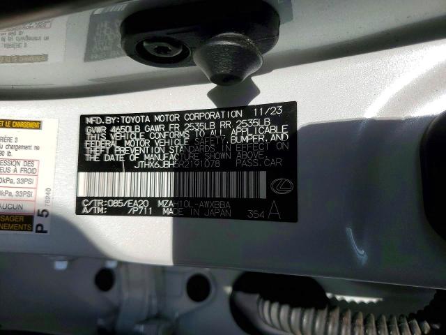 52420886 :رقم المزاد ، JTHX6JBH5R2191078 vin ، 2024 Lexus Ux 250h مزاد بيع