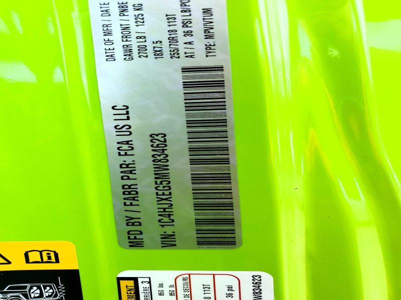 52394066 :رقم المزاد ، 1C4HJXEG5MW834623 vin ، 2021 Jeep Wrangler Unlimited مزاد بيع
